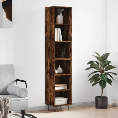 The Living Store Visoka omara dimljeni hrast 34,5x32,5x180 cm inženirski les - Visoka Omara