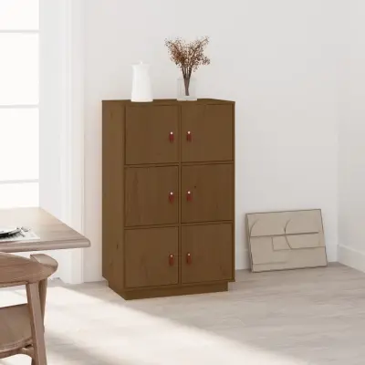 The Living Store Visoka omara medeno rjava 67x40x108,5 cm trdna borovina - Visoka Omara