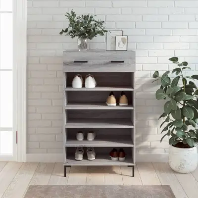 The Living Store Omarica za čevlje siva sonoma 60x35x105 cm inženirski les - Omarica Za Čevlje