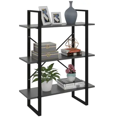 The Living Store Knjižna omara siva 80x30x105 cm iverna plošča - Knjižna Omara