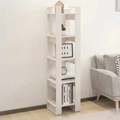 The Living Store Knjižna omara/pregrada bela 41x35x160 cm trdna borovina - Knjižna Omara
