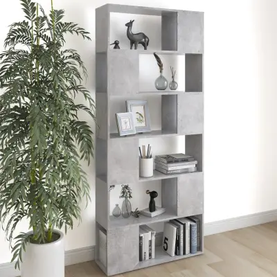 The Living Store Knjižna omara za razdelitev prostora betonsko siva 80x24x186 cm - Knjižna Omara Za Razdelitev Prostora