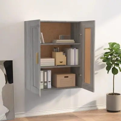 The Living Store Stenska omarica siva sonoma 69,5x32,5x90 cm inženirski les - Stenska Omarica