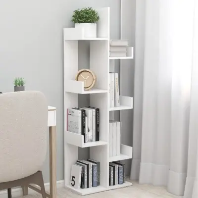 The Living Store Knjižna omara bela 48x25,5x140 cm iverna plošča - Knjižna Omara