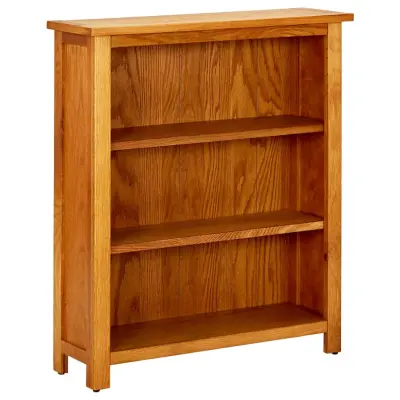 The Living Store Knjižna omara 3-nadstropna 70x22,5x82 cm trdna hrastovina - Knjižna Omara