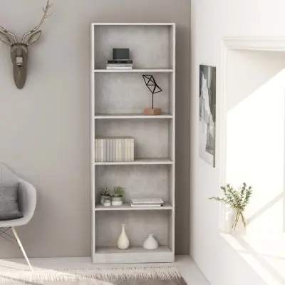 The Living Store Knjižna omara 5-nadstropna betonsko siva 60x24x175 cm - Knjižna Omara