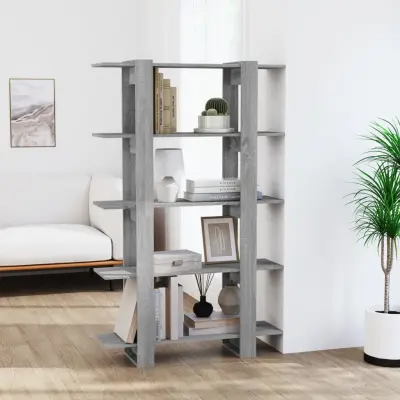 The Living Store Knjižna omara/pregrada siva sonoma 100x30x160 cm - Knjižna Omara