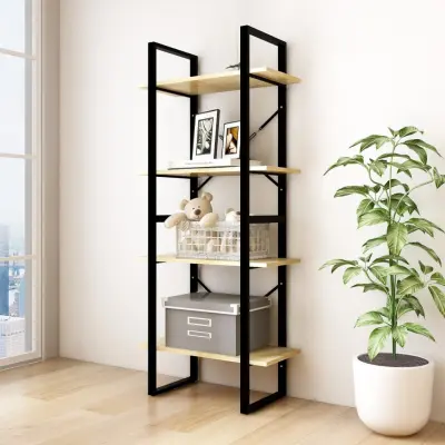 The Living Store Knjižna omara 4-nadstropna 60x30x140 cm trdna borovina - Knjižna Omara