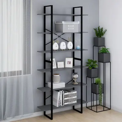 The Living Store Visoka omara siva 100x30x210 cm trdna borovina - Visoka Omara