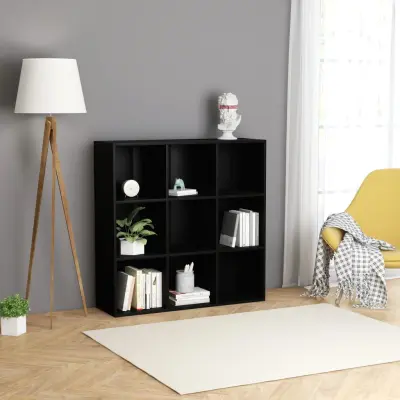 The Living Store Knjižna omara črna 98x29x97,5 cm inženirski les - Knjižna Omara