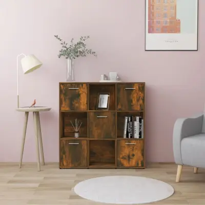 The Living Store Knjižna omara dimljeni hrast 90x30x90 cm inženirski les - Knjižna Omara