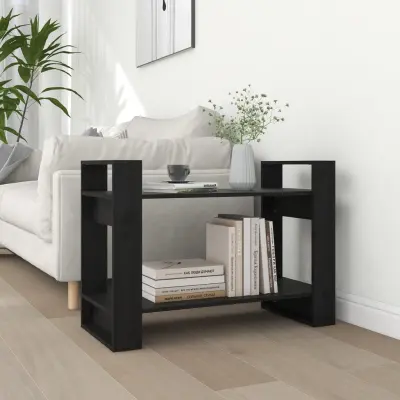 The Living Store Knjižna omara/pregrada črna 80x35x56,5 cm trdna borovina - Knjižna Omara