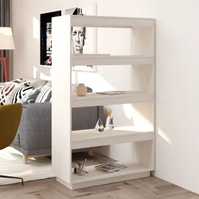 The Living Store Knjižna omara za razdelitev prostora bela 80x35x135 cm borovina - Knjižna Omara