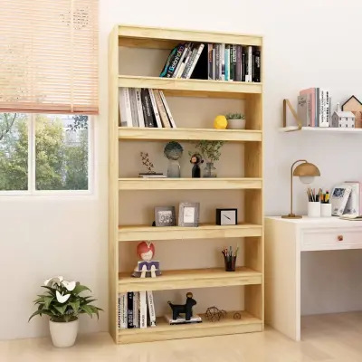 The Living Store Knjižna omara/pregrada 100x30x200 cm trdna borovina - Knjižna Omara