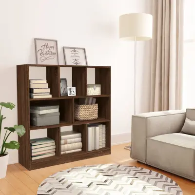 The Living Store Knjižna omara rjav hrast 97,5x29,5x100 cm inženirski les - Knjižna Omara