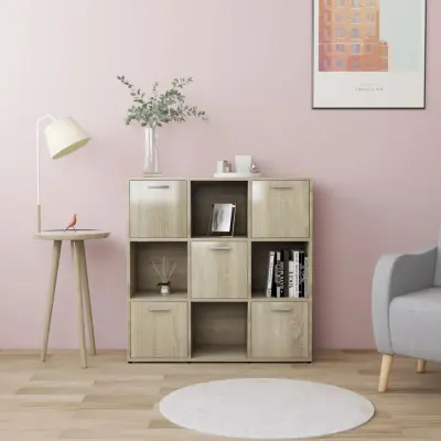 The Living Store Knjižna omara sonoma hrast 90x30x90 cm iverna plošča - Knjižna Omara