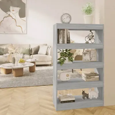 The Living Store Knjižna omara/pregrada siva sonoma 80x30x135 cm - Knjižna Omara
