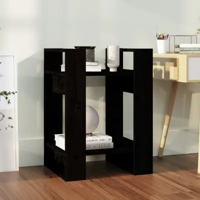 The Living Store Knjižna omara/pregrada črna 41x35x57 cm trdna borovina - Knjižna Omara