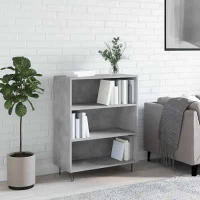The Living Store Knjižna omara betonsko siva 69,5x32,5x90 cm inženirski les - Knjižna Omara