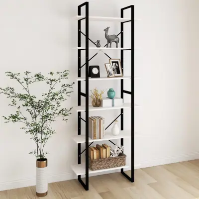 The Living Store Visoka omara bela 80x30x210 cm trdna borovina - Visoka Omara