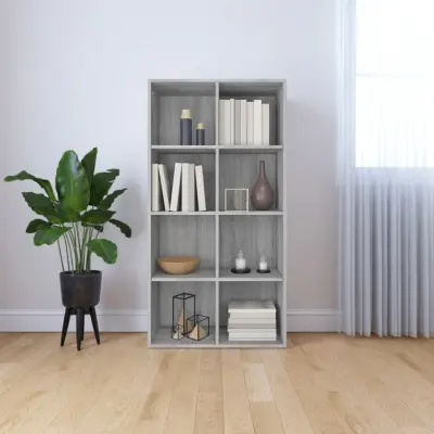 The Living Store Knjižna omara/komoda siva sonoma 66x30x130 cm inženirski les - Knjižna Omara