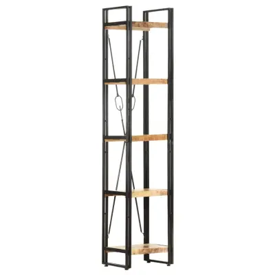 The Living Store Knjižna omara 5-nadstropna 40x30x180 cm trden mangov les - Knjižna Omara