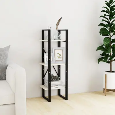 The Living Store Knjižna omara 3-nadstropna bela 40x30x105 cm trdna borovina - Knjižna Omara