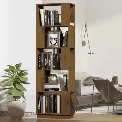 The Living Store Knjižna omara/pregrada medeno rjava 51x25x163,5 cm trden les - Knjižna Omara