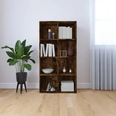 The Living Store Knjižna omara/komoda dimljen hrast 66x30x130 cm inženirski les - Knjižna Omara
