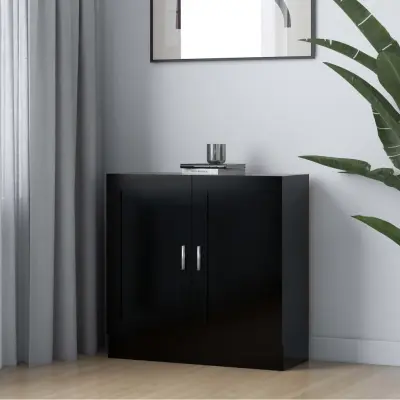 The Living Store Knjižna omara črna 82,5x30,5x80 cm iverna plošča - Knjižna Omarica