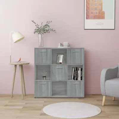 The Living Store Knjižna omara siva sonoma 90x30x90 cm inženirski les - Knjižna Omara