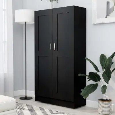 The Living Store Knjižna omara črna 82,5x30,5x150 cm iverna plošča - Knjižna Omarica