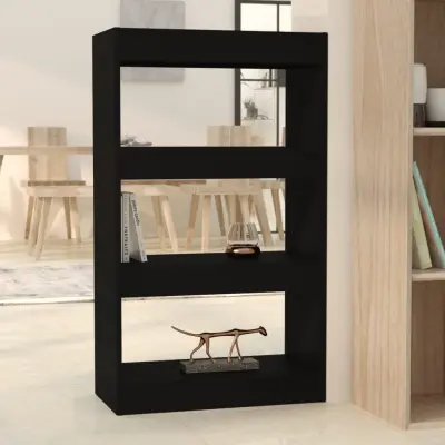 The Living Store Knjižna omara/pregrada črna 60x30x103 cm iverna plošča - Knjižna Omara