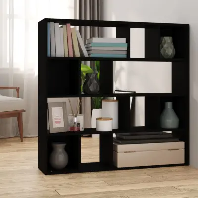 The Living Store Knjižna omara/pregrada črna 105x24x102 cm - Knjižna Omara