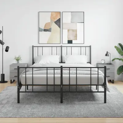 The Living Store Nočna omarica 2 kosa siva sonoma 40x35x47,5 cm inženirski les - Nočna Omarica