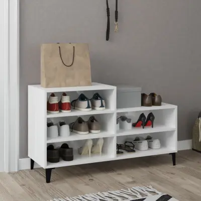 The Living Store Omarica za čevlje visok sijaj bela 102x36x60 cm inženirski les - Omarica Za Čevlje