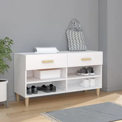 The Living Store Omarica za čevlje bela 102x35x55 cm inženirski les - Omarica Za Čevlje