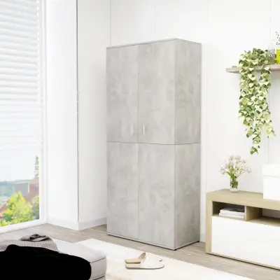 The Living Store Omara za čevlje betonsko siva 80x39x178 cm iverna plošča - Omara Za Čevlje