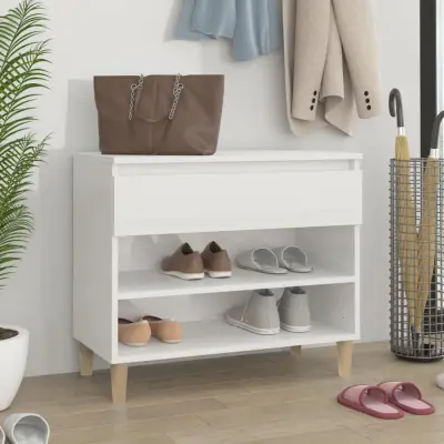 The Living Store Omarica za čevlje visok sijaj bela 70x36x60 cm inženirski les - Omarica Za Čevlje