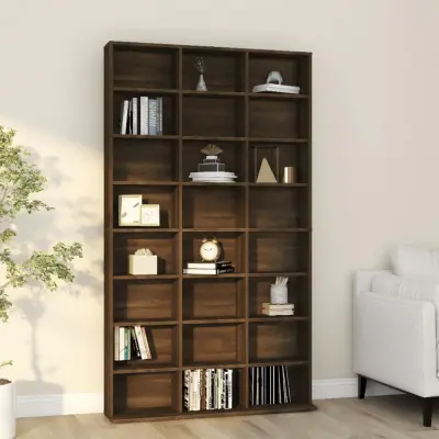 The Living Store Omarica za CD-je rjavi hrast 102x23x177,5 cm konstruiran les - Omarica Za CD-je