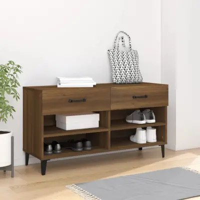 The Living Store Omarica za čevlje rjavi hrast 102x35x55 cm konstruiran les - Omarica Za Čevlje