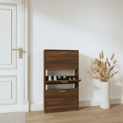 The Living Store Omarica za čevlje rjav hrast 59x17x108 cm inženirski les - Omarica Za Čevlje