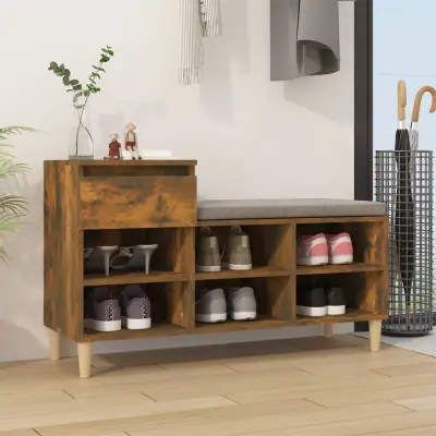 The Living Store Omarica za čevlje dimljeni hrast 102x36x60 cm inženirski les - Omarica Za Čevlje