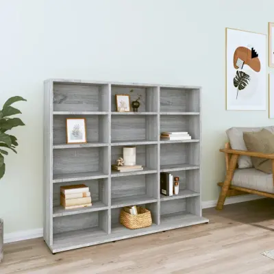 The Living Store Omarica za CD plošče siva sonoma 102x23x89,5 cm inženirski les - Omarica Za CD-je
