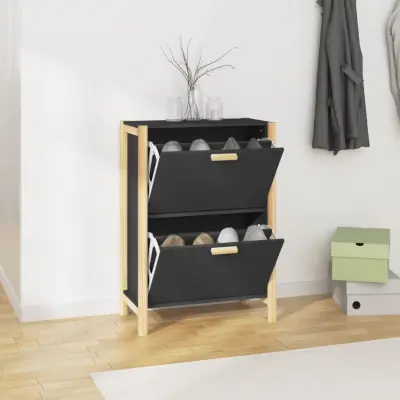The Living Store Omarica za čevlje črna 57,5x33x80 cm inženirski les - Omarica Za Čevlje
