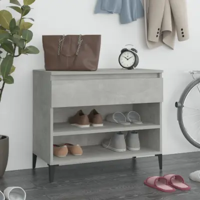 The Living Store Omarica za čevlje betonsko siva 70x36x60 cm inženirski les - Omarica Za Čevlje