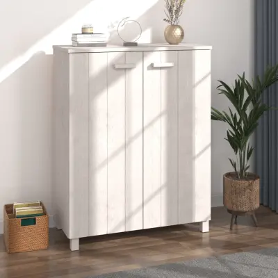 The Living Store Omara za čevlje HAMAR bela 85x40x108 cm trdna borovina - Omara Za Čevlje