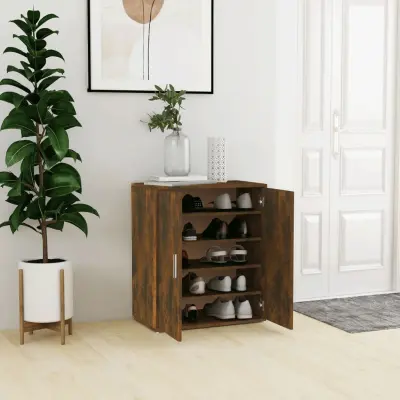 The Living Store Omarica za čevlje dimljeni hrast 60x35x70 cm inženirski les - Omarica Za Čevlje