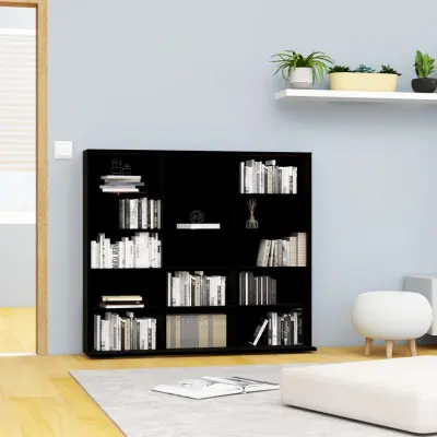 The Living Store Omarica za CD plošče črna 102x23x89,5 cm iverna plošča - Omarica Za CD Plošče