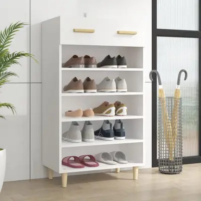 The Living Store Omarica za čevlje bela 60x35x105 cm konstruiran les - Omarica Za Za Čevlje